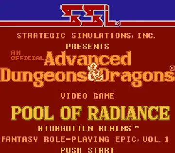Advanced Dungeons & Dragons - Pool of Radiance (USA) screen shot title